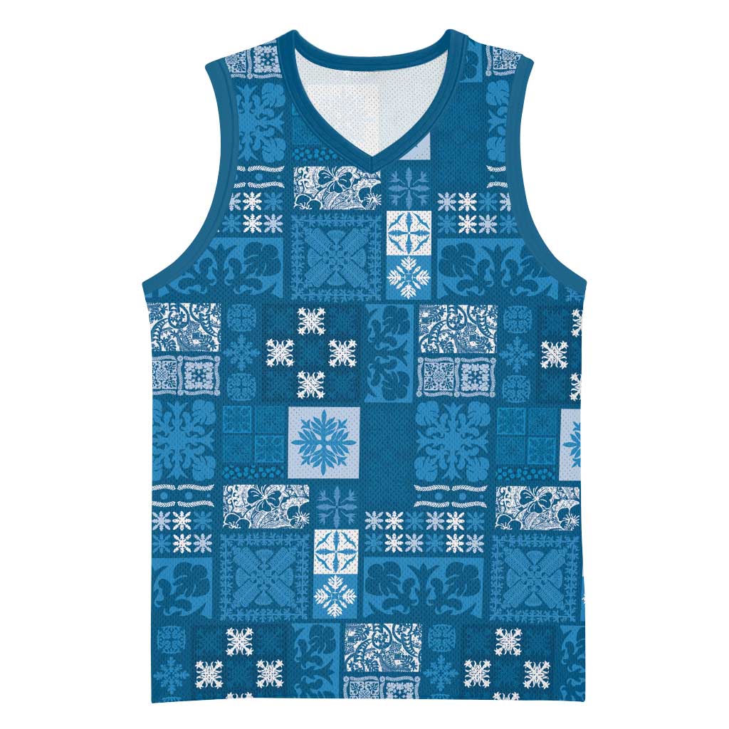 Vintage Hawaiian Quilting Patterns Basketball Jersey Blue Style Tribal Fabric Patchwork - Polynesian Pride