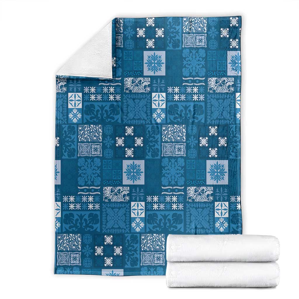 Vintage Hawaiian Quilting Patterns Blanket Blue Style Tribal Fabric Patchwork - Polynesian Pride