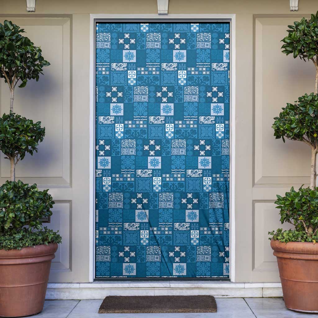 Vintage Hawaiian Quilting Patterns Door Cover Blue Style Tribal Fabric Patchwork - Polynesian Pride