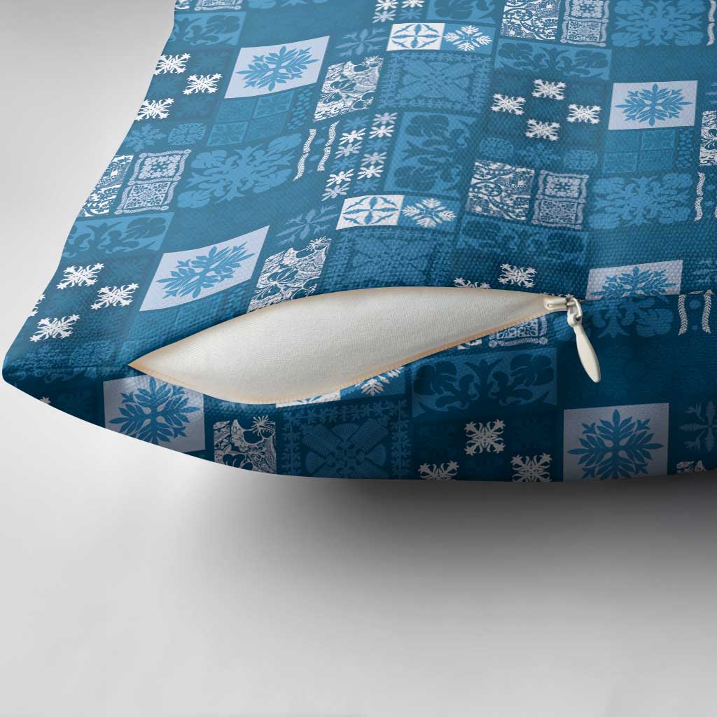 Vintage Hawaiian Quilting Patterns Pillow Cover Blue Style Tribal Fabric Patchwork - Polynesian Pride