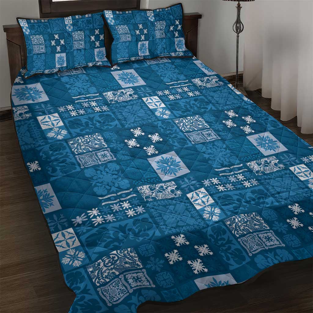 Vintage Hawaiian Quilting Patterns Quilt Bed Set Blue Style Tribal Fabric Patchwork - Polynesian Pride