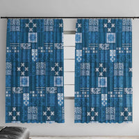 Vintage Hawaiian Quilting Patterns Window Curtain Blue Style Tribal Fabric Patchwork - Polynesian Pride