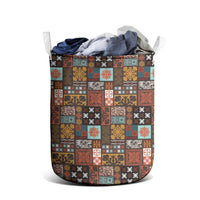Vintage Hawaiian Quilting Patterns Laundry Basket Brown Style Tribal Fabric Patchwork - Polynesian Pride
