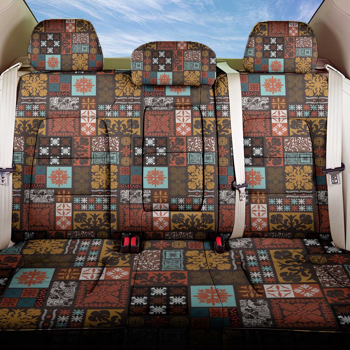 Vintage Hawaiian Quilting Patterns Back Car Seat Cover Brown Style Tribal Fabric Patchwork - Polynesian Pride