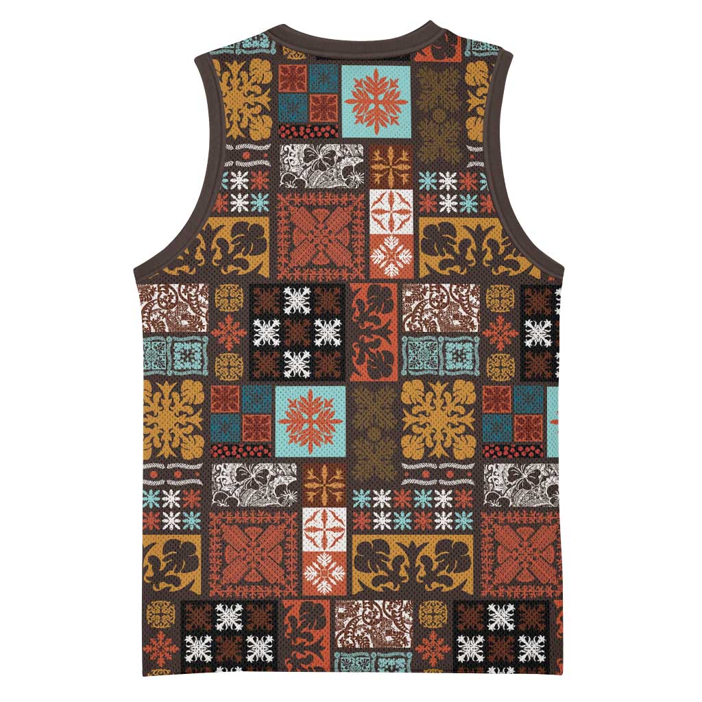 Vintage Hawaiian Quilting Patterns Basketball Jersey Brown Style Tribal Fabric Patchwork - Polynesian Pride