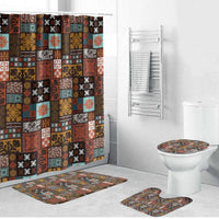 Vintage Hawaiian Quilting Patterns Bathroom Set Brown Style Tribal Fabric Patchwork - Polynesian Pride