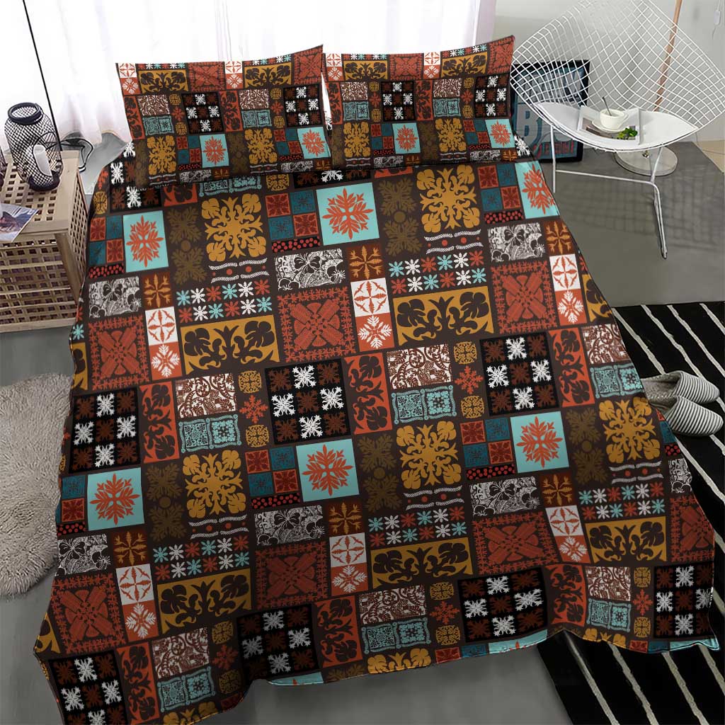 Vintage Hawaiian Quilting Patterns Bedding Set Brown Style Tribal Fabric Patchwork - Polynesian Pride