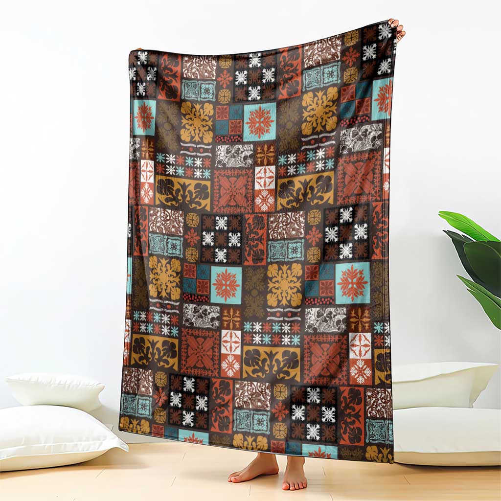 Vintage Hawaiian Quilting Patterns Blanket Brown Style Tribal Fabric Patchwork - Polynesian Pride