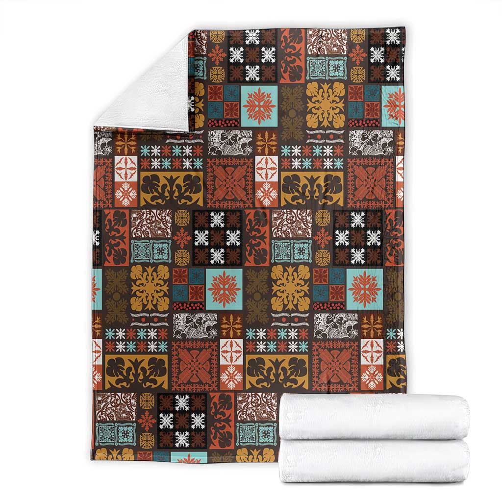 Vintage Hawaiian Quilting Patterns Blanket Brown Style Tribal Fabric Patchwork - Polynesian Pride
