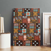 Vintage Hawaiian Quilting Patterns Canvas Wall Art Brown Style Tribal Fabric Patchwork - Polynesian Pride
