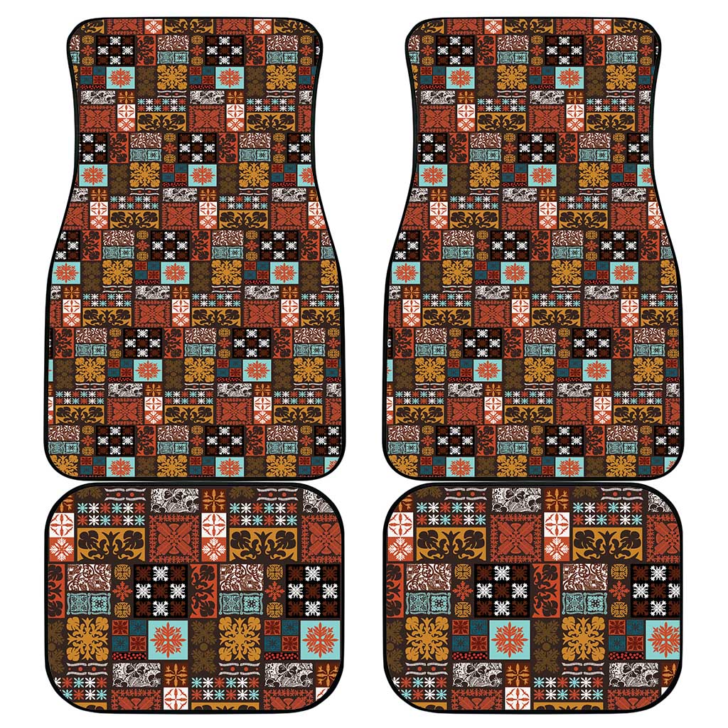 Vintage Hawaiian Quilting Patterns Car Mats Brown Style Tribal Fabric Patchwork - Polynesian Pride