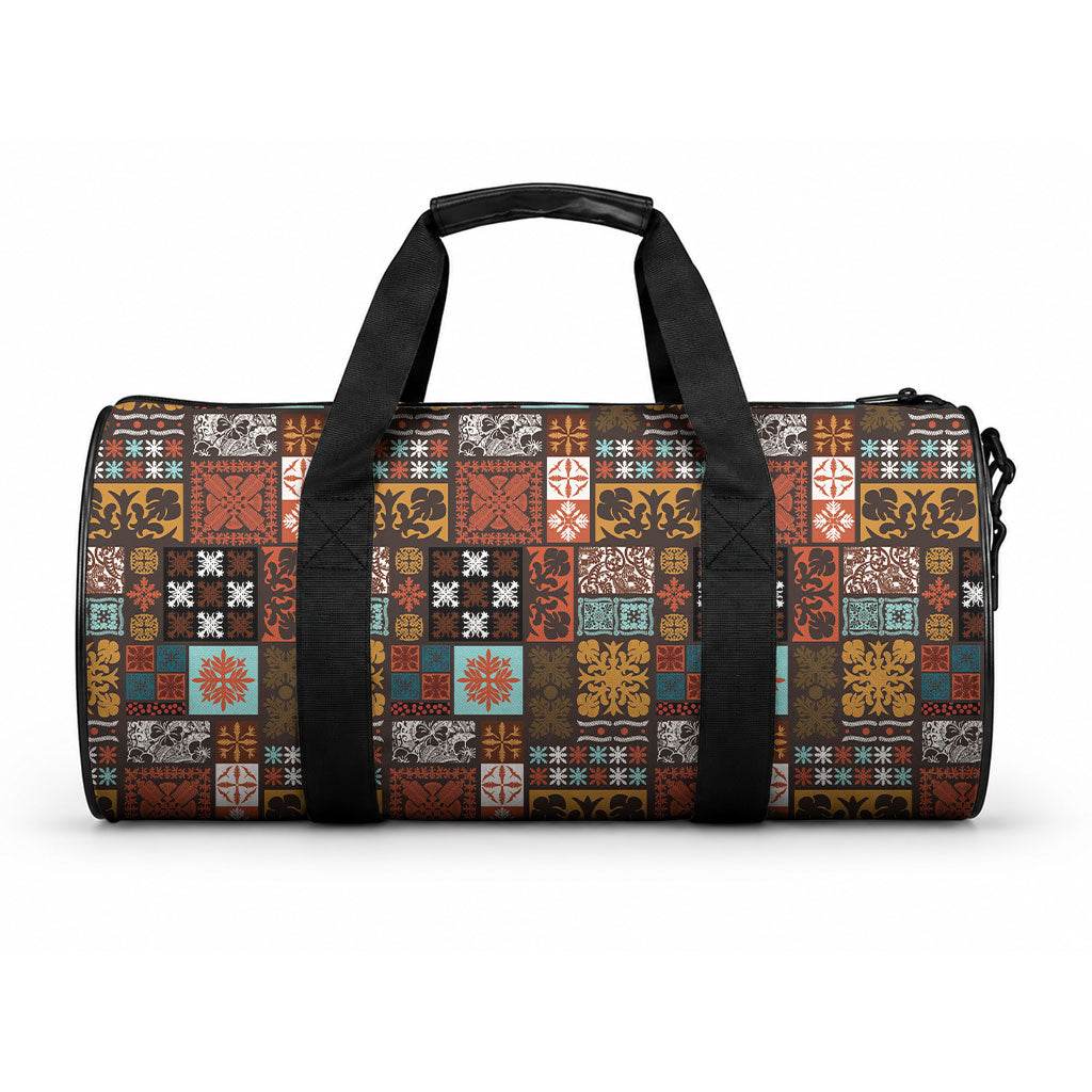 Vintage Hawaiian Quilting Patterns Duffle Bag Brown Style Tribal Fabric Patchwork LT9 One size Brown - Polynesian Pride