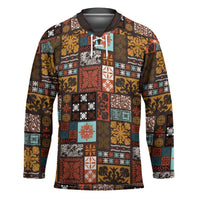 Vintage Hawaiian Quilting Patterns Hockey Jersey Brown Style Tribal Fabric Patchwork - Polynesian Pride