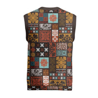 Vintage Hawaiian Quilting Patterns Christmas Knitted V-Neck Vest Brown Style Tribal Fabric Patchwork - Polynesian Pride