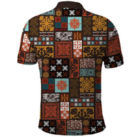 Vintage Hawaiian Quilting Patterns Polo Shirt Brown Style Tribal Fabric Patchwork - Polynesian Pride