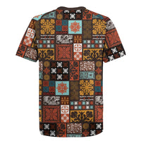 Vintage Hawaiian Quilting Patterns Rugby Jersey Brown Style Tribal Fabric Patchwork - Polynesian Pride
