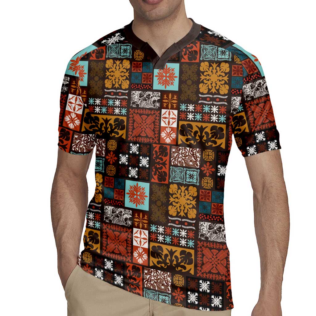 Vintage Hawaiian Quilting Patterns Rugby Jersey Brown Style Tribal Fabric Patchwork - Polynesian Pride