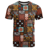 Vintage Hawaiian Quilting Patterns T Shirt Brown Style Tribal Fabric Patchwork - Polynesian Pride