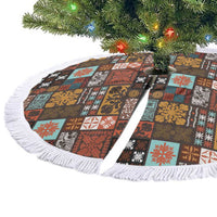Vintage Hawaiian Quilting Patterns Tree Skirt Brown Style Tribal Fabric Patchwork - Polynesian Pride