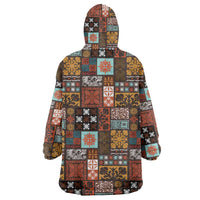Vintage Hawaiian Quilting Patterns Wearable Blanket Hoodie Brown Style Tribal Fabric Patchwork - Polynesian Pride