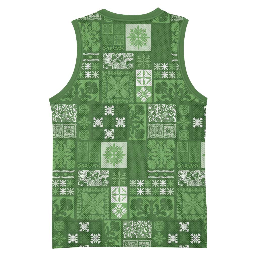 Vintage Hawaiian Quilting Patterns Basketball Jersey Green Style Tribal Fabric Patchwork - Polynesian Pride