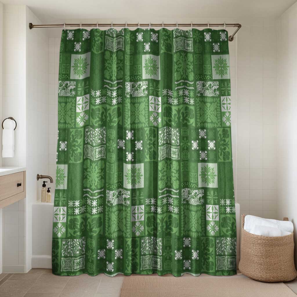 Vintage Hawaiian Quilting Patterns Bathroom Set Green Style Tribal Fabric Patchwork - Polynesian Pride