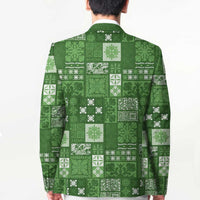 Vintage Hawaiian Quilting Patterns Blazer Green Style Tribal Fabric Patchwork - Polynesian Pride