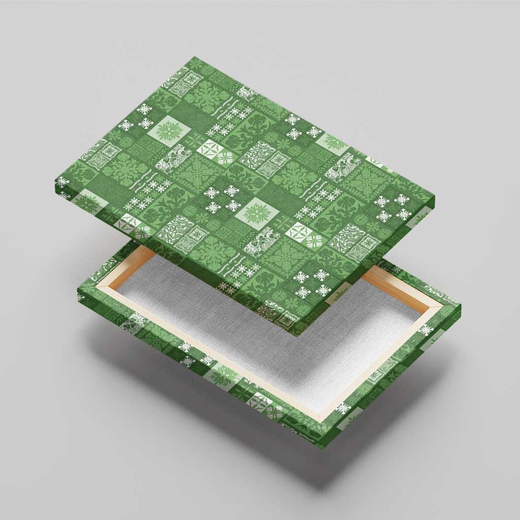 Vintage Hawaiian Quilting Patterns Canvas Wall Art Green Style Tribal Fabric Patchwork - Polynesian Pride