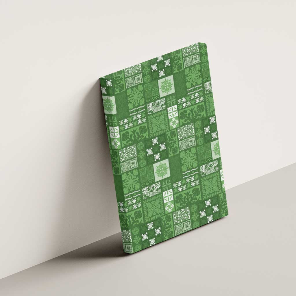 Vintage Hawaiian Quilting Patterns Canvas Wall Art Green Style Tribal Fabric Patchwork - Polynesian Pride