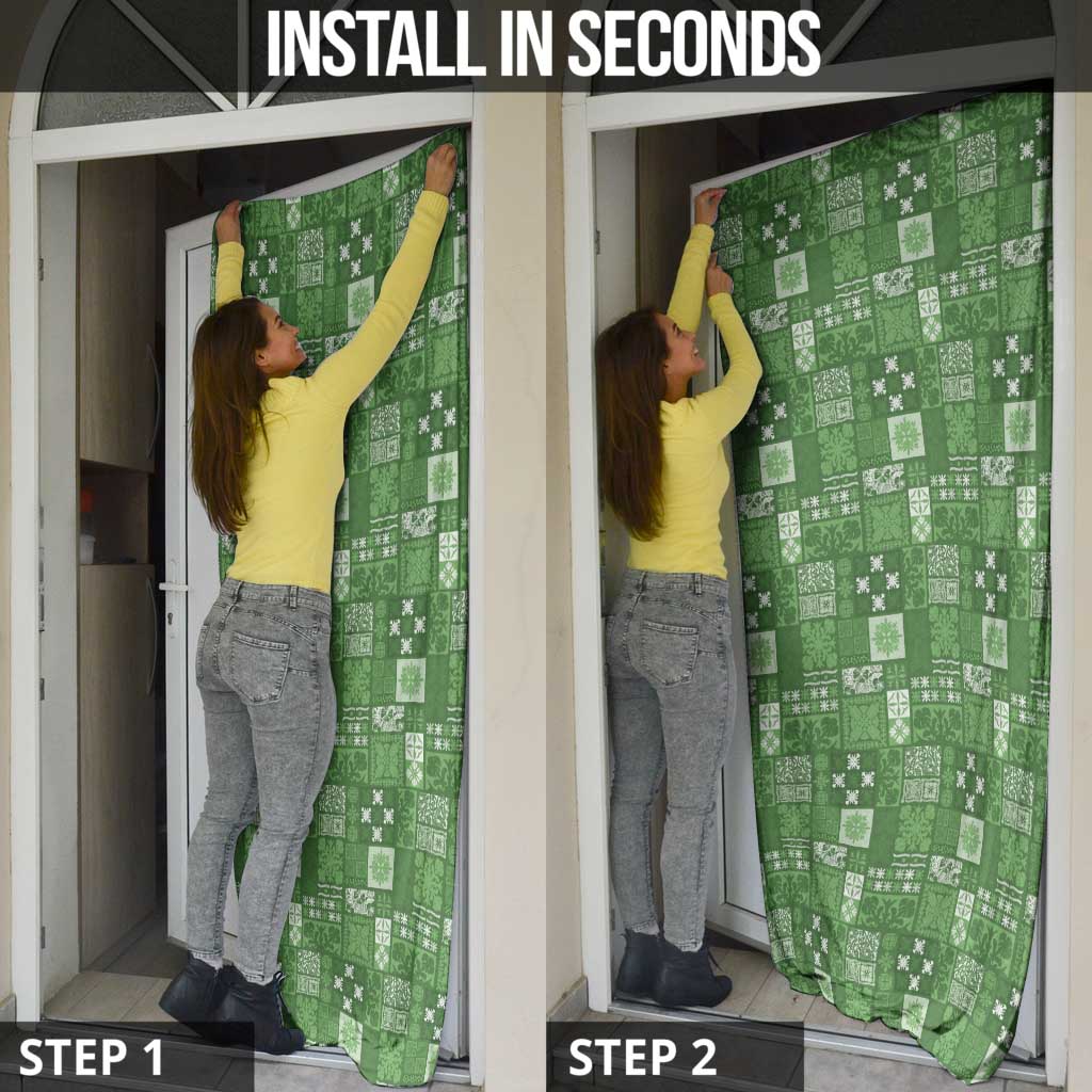 Vintage Hawaiian Quilting Patterns Door Cover Green Style Tribal Fabric Patchwork - Polynesian Pride