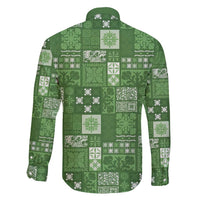 Vintage Hawaiian Quilting Patterns Family Matching Summer Maxi Dress and Hawaiian Shirt Green Style Tribal Fabric Patchwork - Polynesian Pride