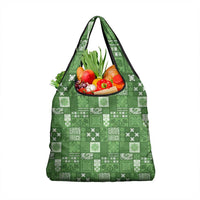 Vintage Hawaiian Quilting Patterns Grocery Bag Green Style Tribal Fabric Patchwork - Polynesian Pride