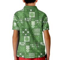 Vintage Hawaiian Quilting Patterns Kid Polo Shirt Green Style Tribal Fabric Patchwork - Polynesian Pride