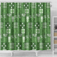 Vintage Hawaiian Quilting Patterns Shower Curtain Green Style Tribal Fabric Patchwork - Polynesian Pride
