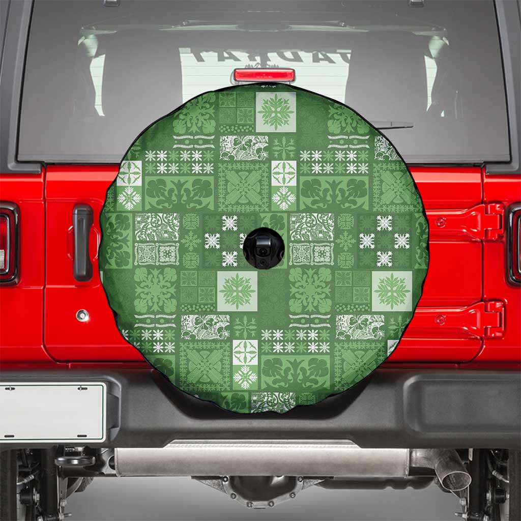 Vintage Hawaiian Quilting Patterns Spare Tire Cover Green Style Tribal Fabric Patchwork - Polynesian Pride