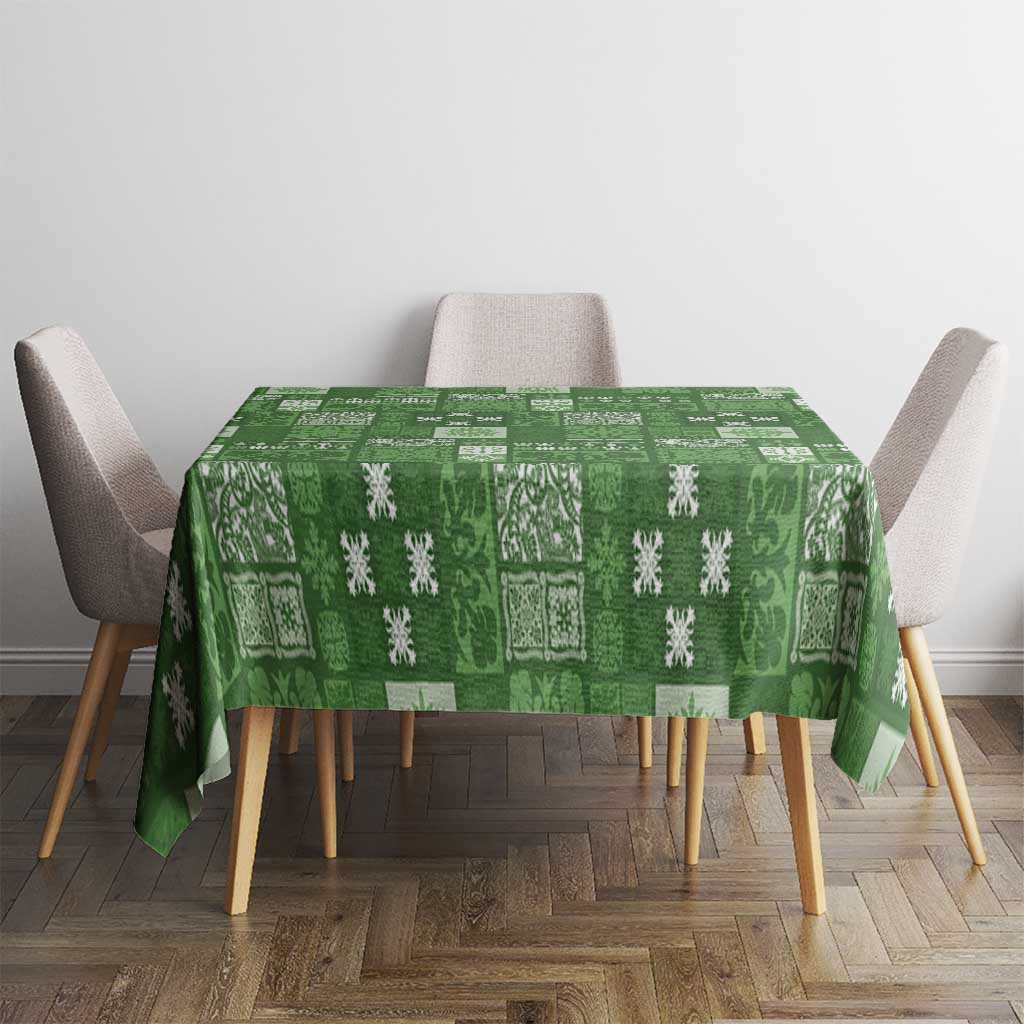 Vintage Hawaiian Quilting Patterns Tablecloth Green Style Tribal Fabric Patchwork - Polynesian Pride