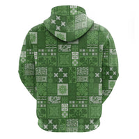 Vintage Hawaiian Quilting Patterns Zip Hoodie Green Style Tribal Fabric Patchwork - Polynesian Pride