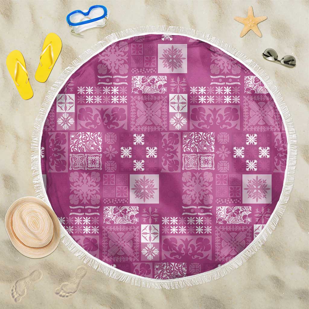 Vintage Hawaiian Quilting Patterns Beach Blanket Pink Style Tribal Fabric Patchwork - Polynesian Pride