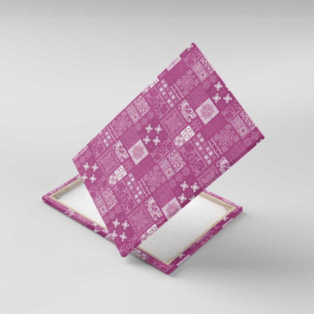 Vintage Hawaiian Quilting Patterns Canvas Wall Art Pink Style Tribal Fabric Patchwork - Polynesian Pride