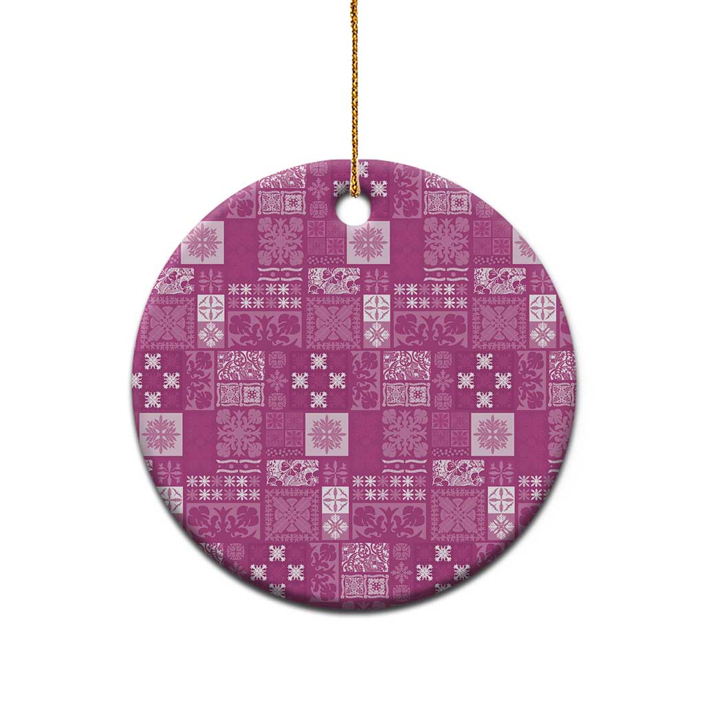 Vintage Hawaiian Quilting Patterns Ceramic Ornament Pink Style Tribal Fabric Patchwork - Polynesian Pride