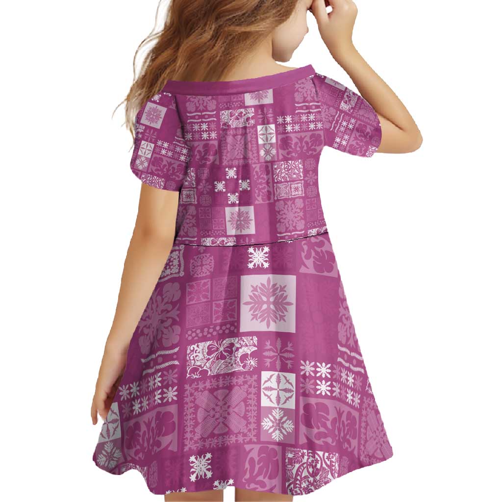 Vintage Hawaiian Quilting Patterns Family Matching Mermaid Dress and Hawaiian Shirt Pink Style Tribal Fabric Patchwork - Polynesian Pride