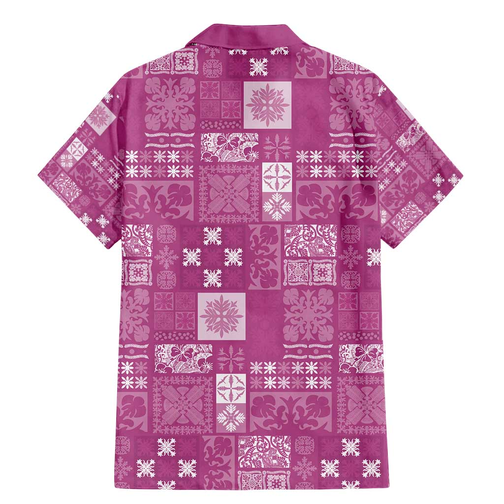 Vintage Hawaiian Quilting Patterns Family Matching Mermaid Dress and Hawaiian Shirt Pink Style Tribal Fabric Patchwork - Polynesian Pride