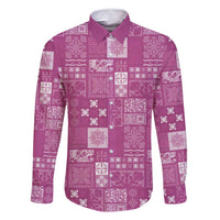 Vintage Hawaiian Quilting Patterns Family Matching Summer Maxi Dress and Hawaiian Shirt Pink Style Tribal Fabric Patchwork - Polynesian Pride