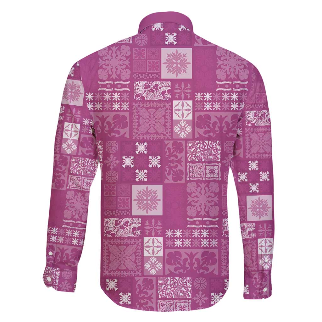 Vintage Hawaiian Quilting Patterns Family Matching Tank Maxi Dress and Hawaiian Shirt Pink Style Tribal Fabric Patchwork - Polynesian Pride