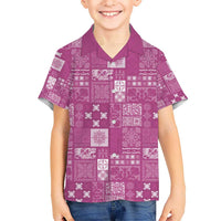 Vintage Hawaiian Quilting Patterns Hawaiian Shirt Pink Style Tribal Fabric Patchwork - Polynesian Pride