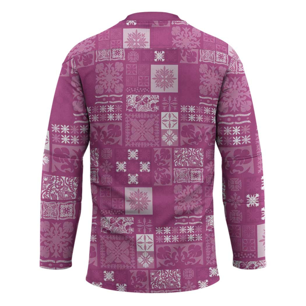 Vintage Hawaiian Quilting Patterns Hockey Jersey Pink Style Tribal Fabric Patchwork - Polynesian Pride