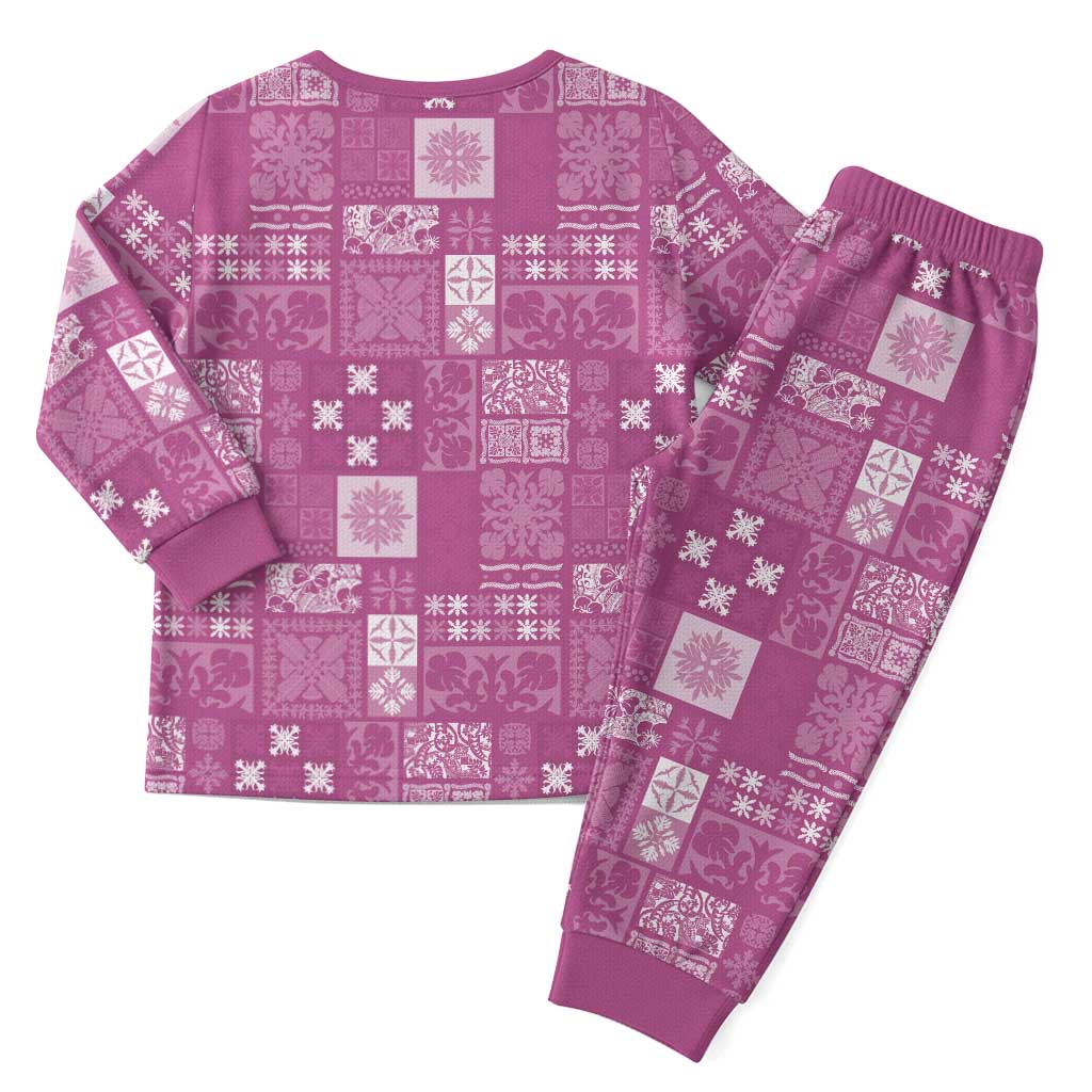 Vintage Hawaiian Quilting Patterns Christmas Pajama Set Pink Style Tribal Fabric Patchwork - Polynesian Pride