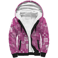 Vintage Hawaiian Quilting Patterns Sherpa Hoodie Pink Style Tribal Fabric Patchwork - Polynesian Pride