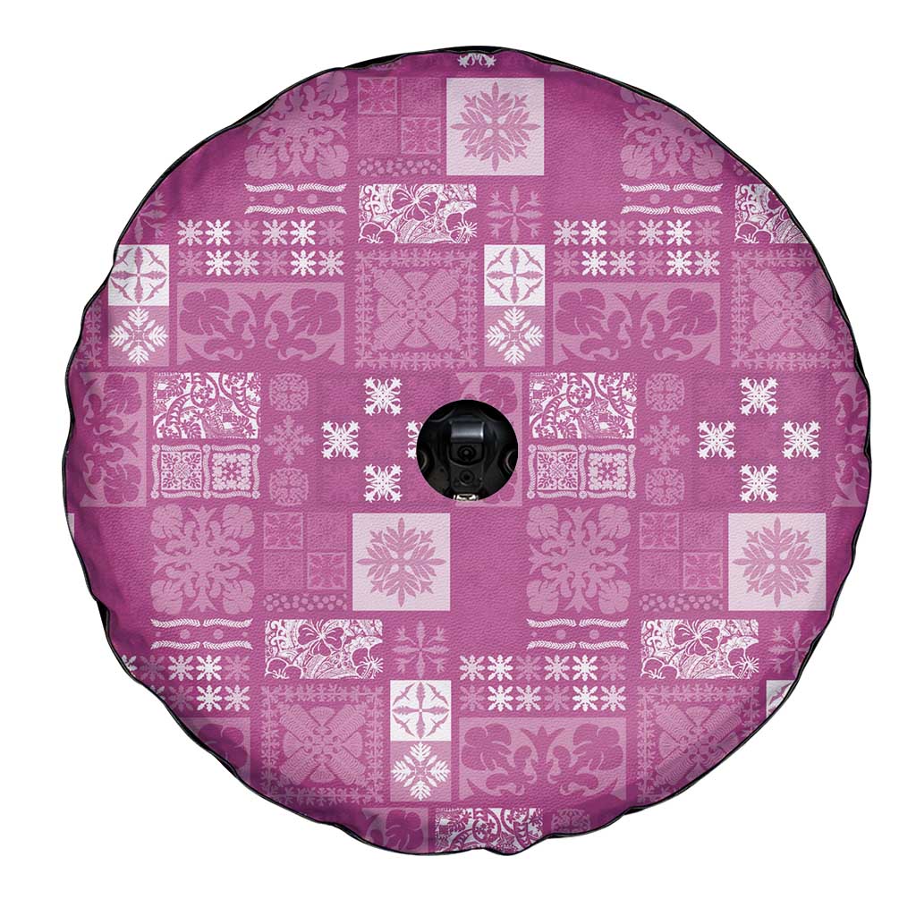 Vintage Hawaiian Quilting Patterns Spare Tire Cover Pink Style Tribal Fabric Patchwork - Polynesian Pride