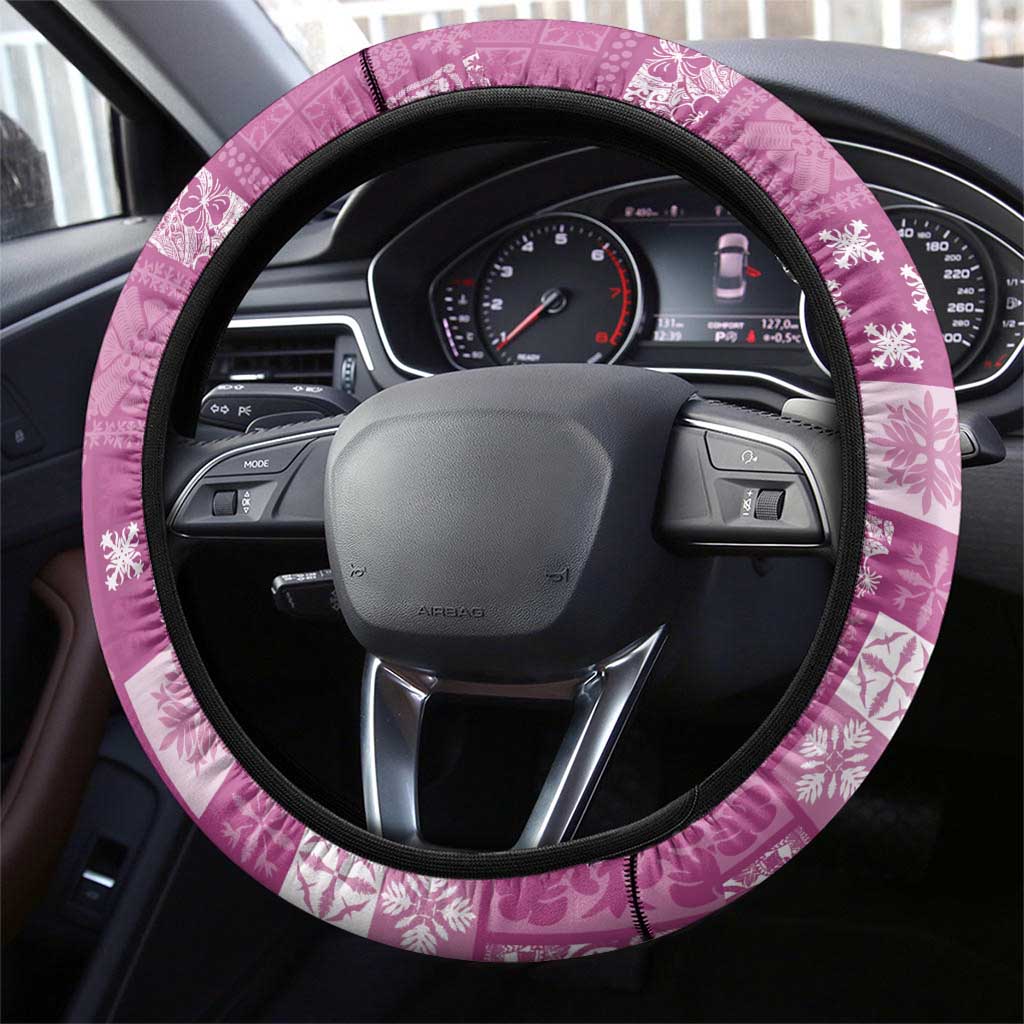 Vintage Hawaiian Quilting Patterns Steering Wheel Cover Pink Style Tribal Fabric Patchwork - Polynesian Pride